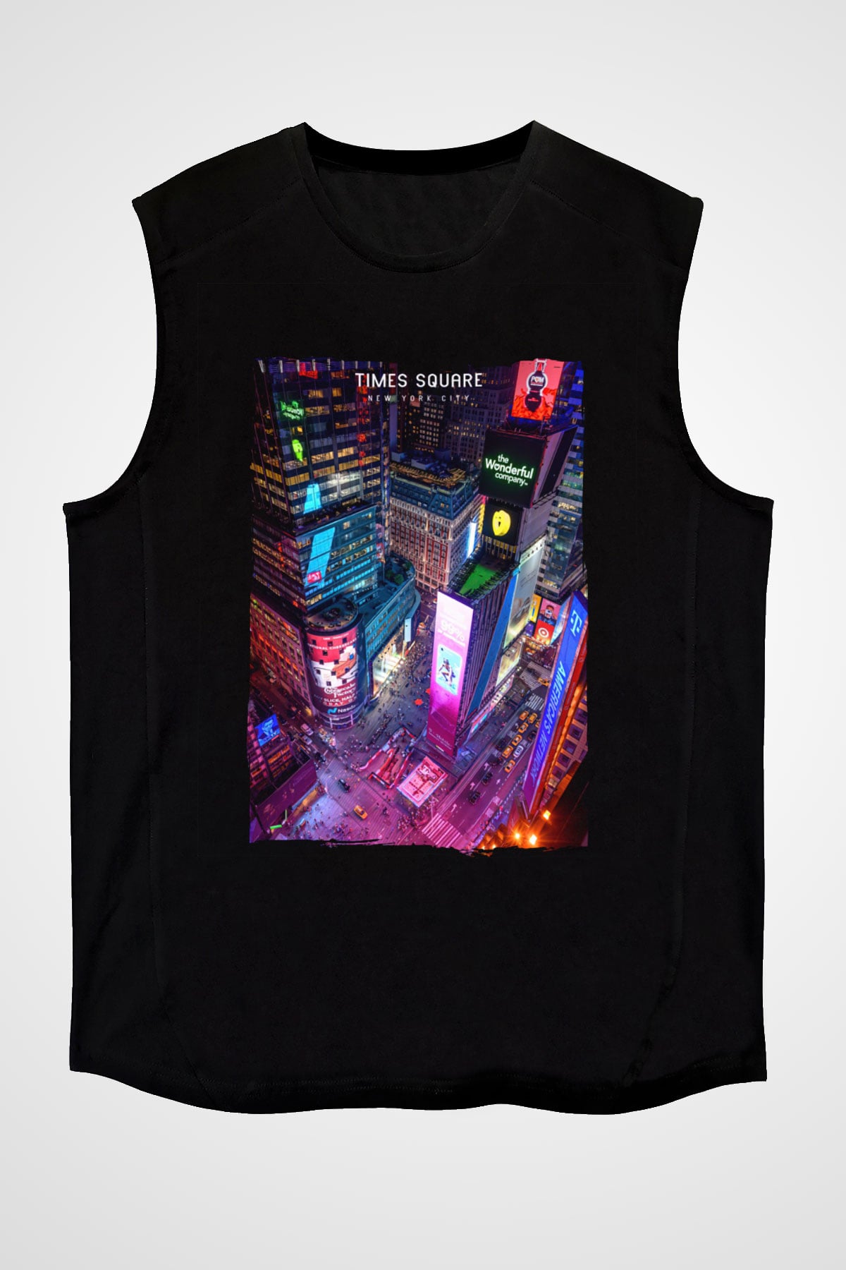Times Square Siyah Unisex Kolsuz Tişört