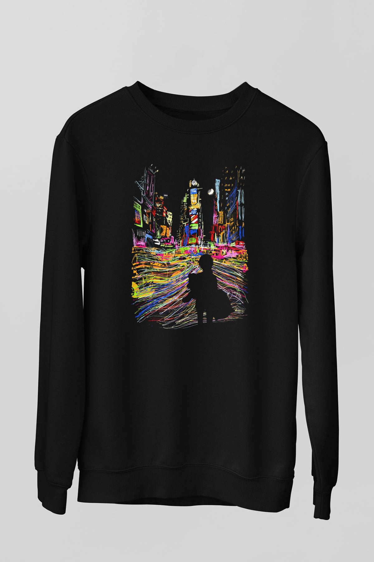 Times Square Siyah Unisex Sweatshirt