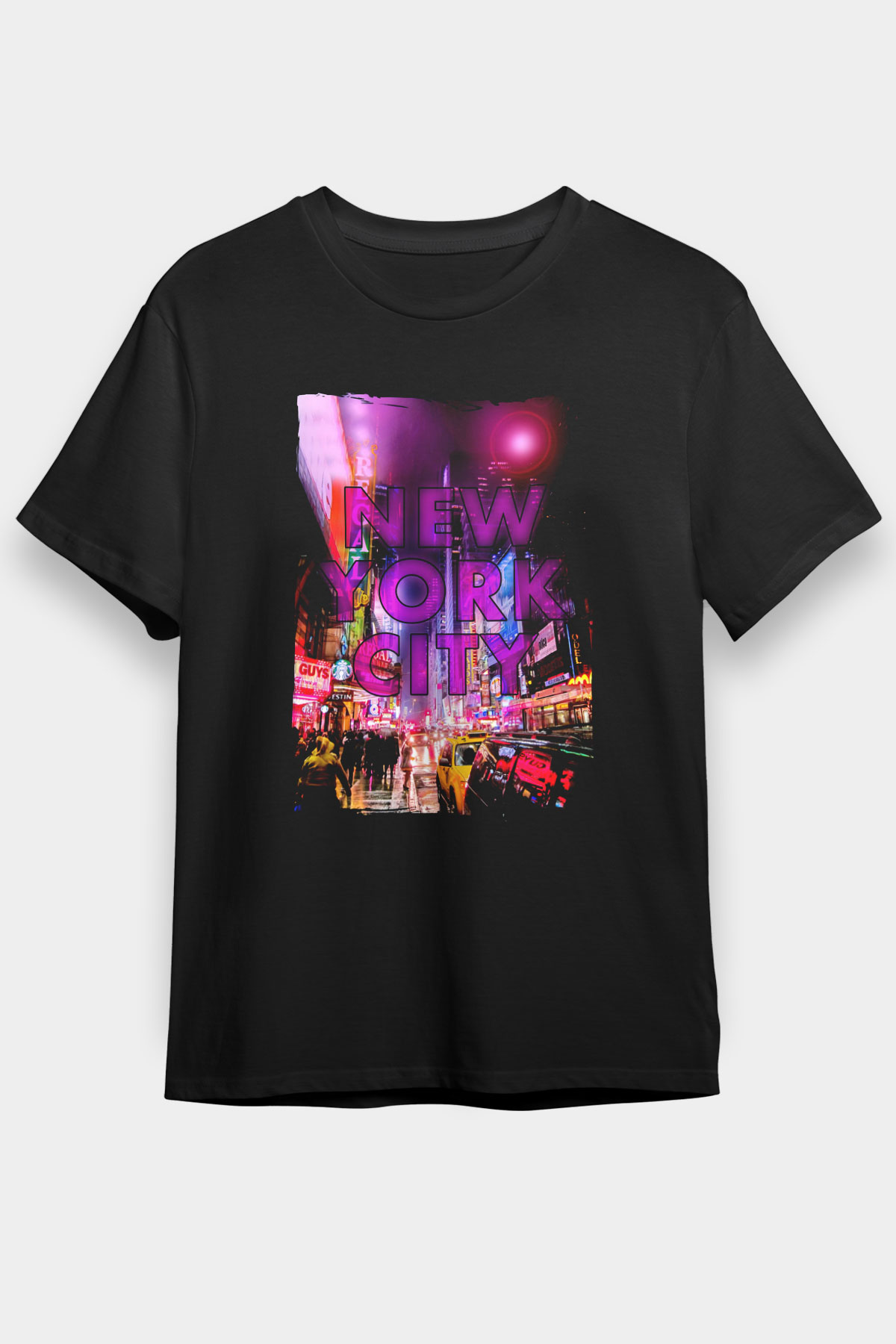 Times Square Siyah Unisex Tişört T-Shirt - TişörtFabrikası