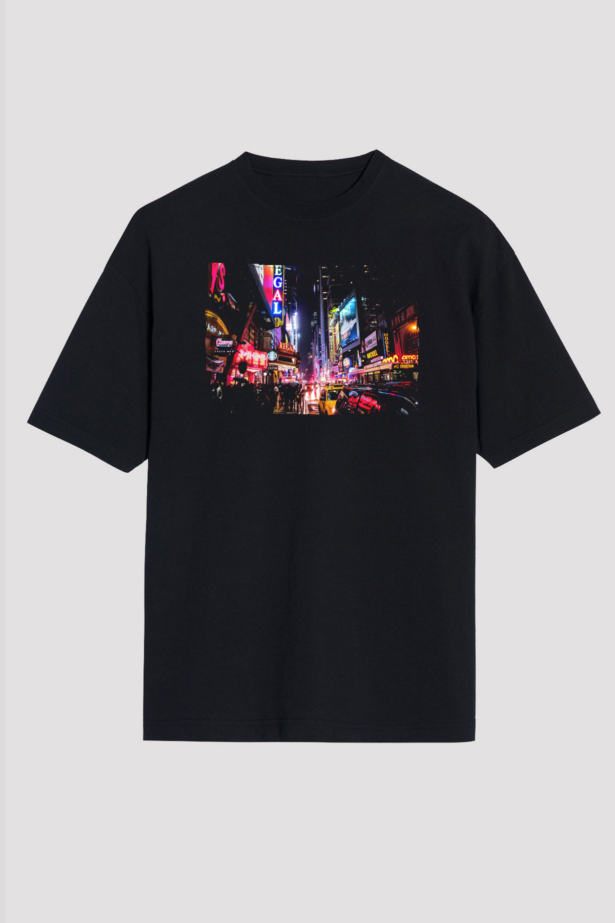Times Square Siyah Unisex Tişört T-Shirt - TişörtFabrikası