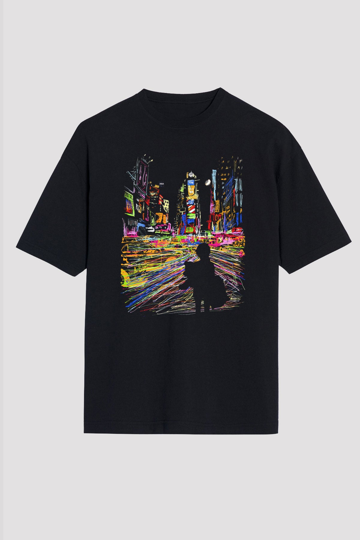 Times Square Siyah Unisex Tişört T-Shirt - TişörtFabrikası