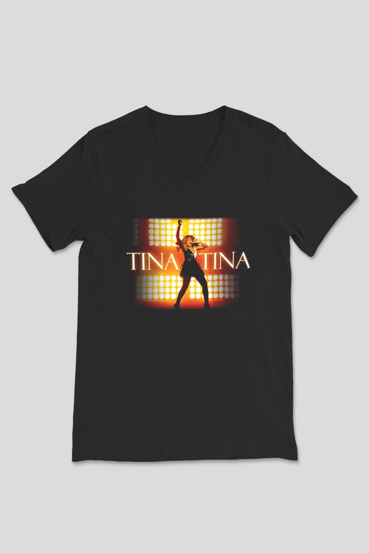 Tina Turner Siyah Unisex V Yaka Tişört T-Shirt