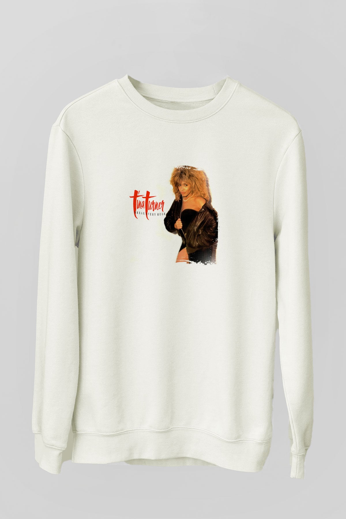 Tine Turner Baskılı Unisex Beyaz Sweatshirt