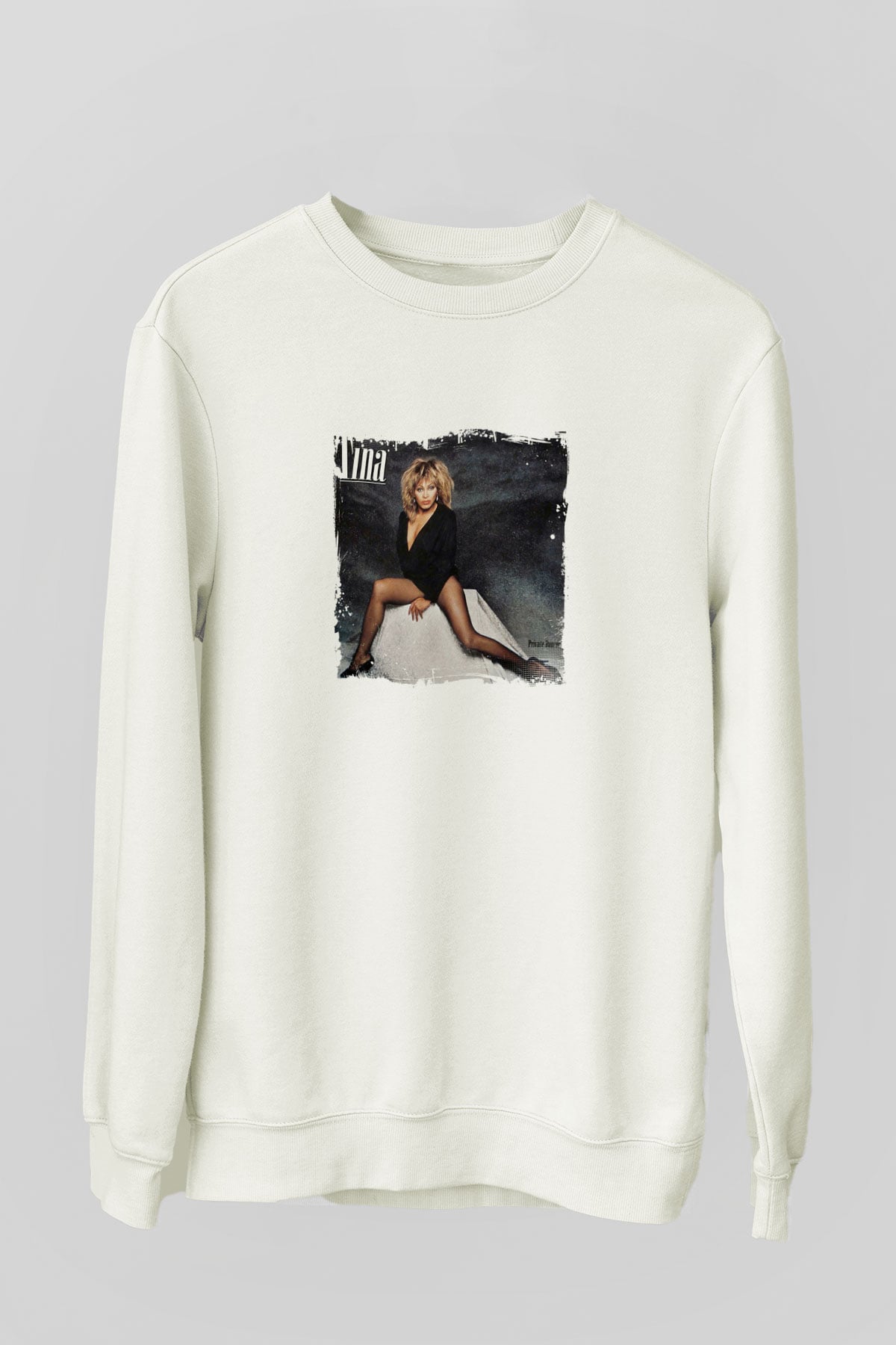 Tine Turner Baskılı Unisex Beyaz Sweatshirt