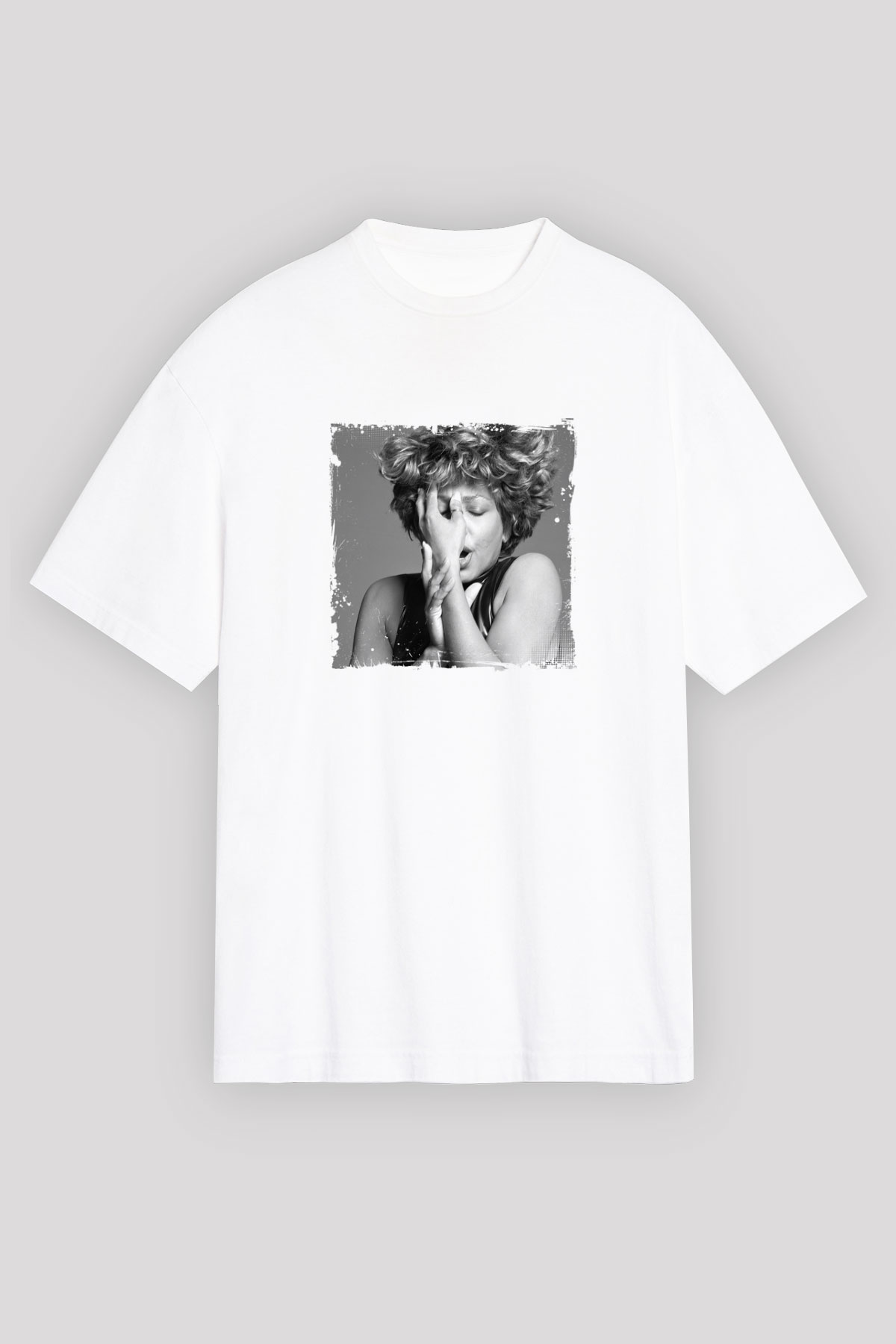Tine Turner Baskılı Unisex Beyaz Tişört