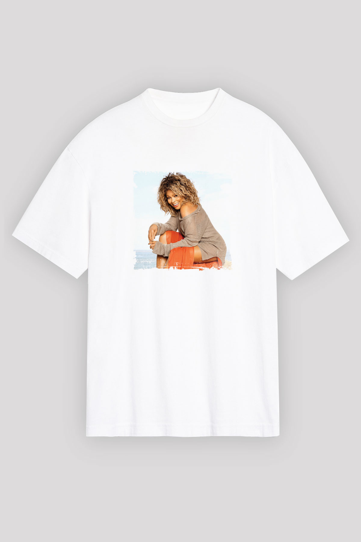 Tine Turner Baskılı Unisex Beyaz Tişört