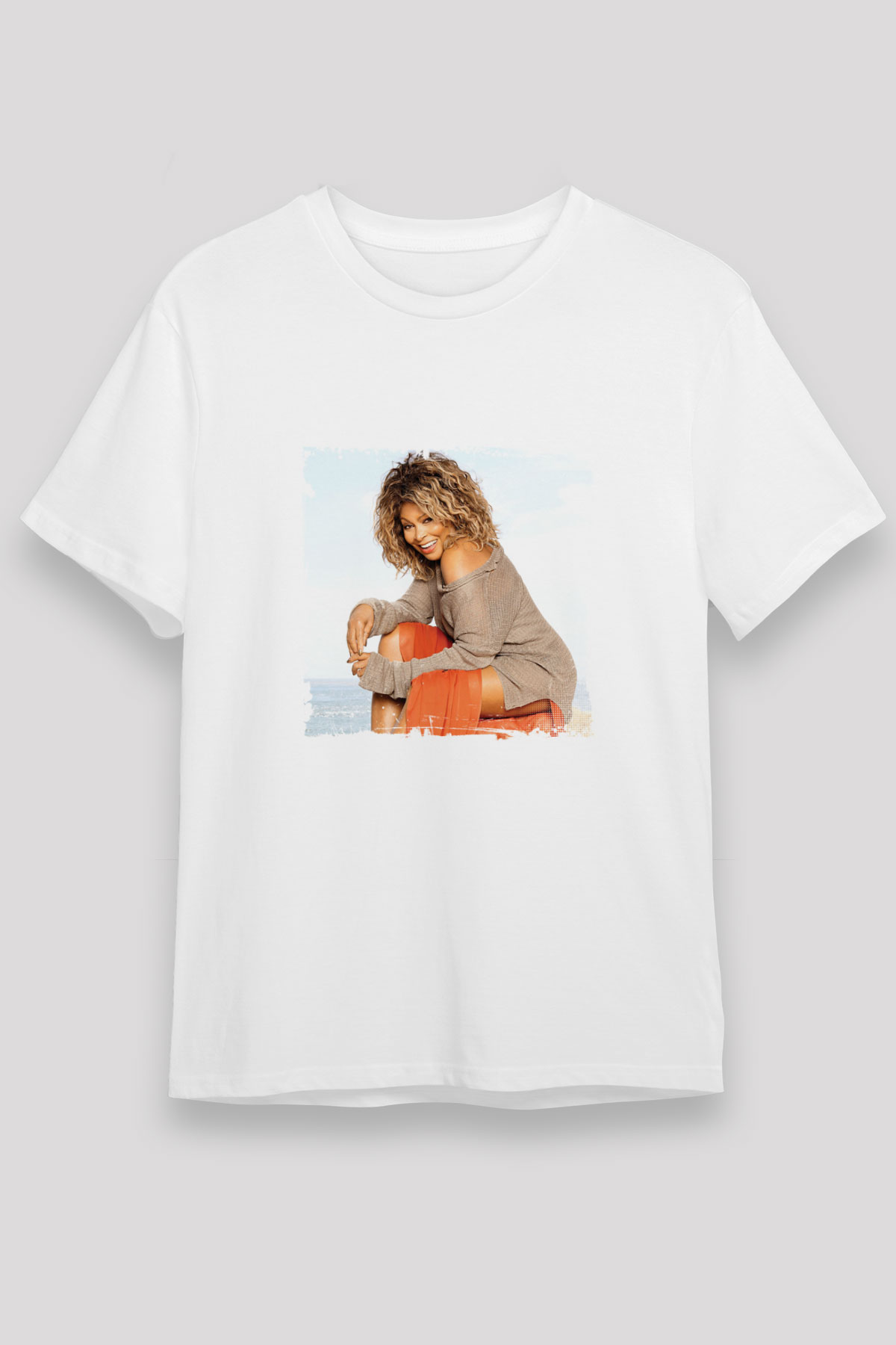 Tine Turner Baskılı Unisex Beyaz Tişört