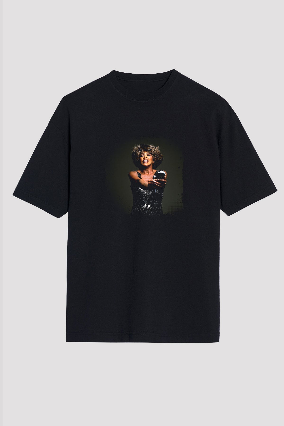 Tine Turner Baskılı Unisex Oversize Siyah Tişört