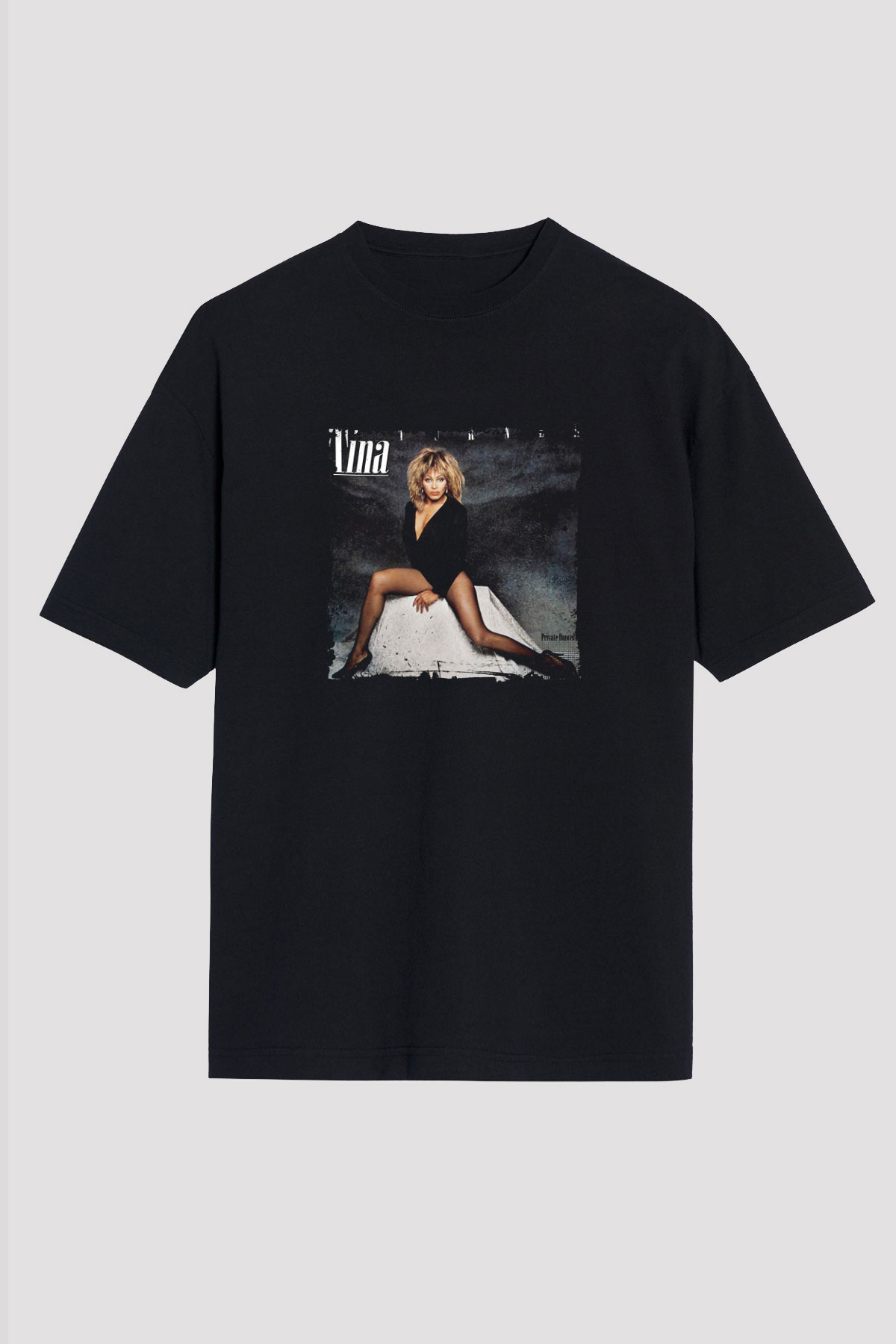 Tine Turner Baskılı Unisex Oversize Siyah Tişört