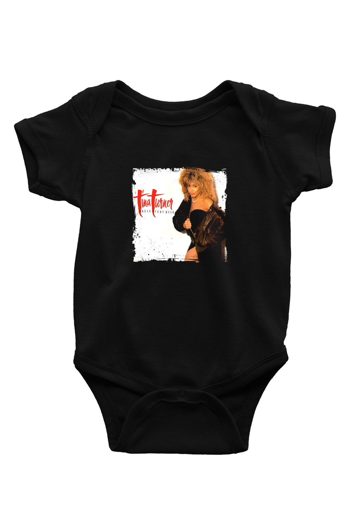 Tine Turner Baskılı Unisex Siyah Bebek Body - Zıbın