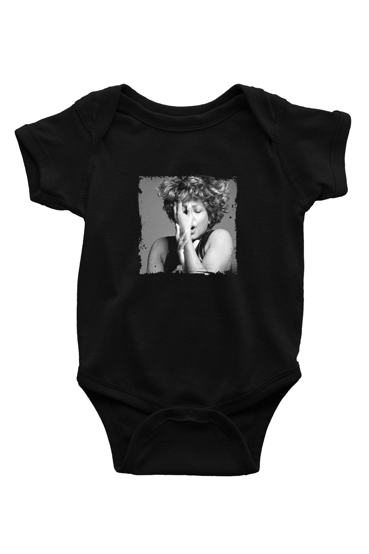 Tine Turner Baskılı Unisex Siyah Bebek Body - Zıbın