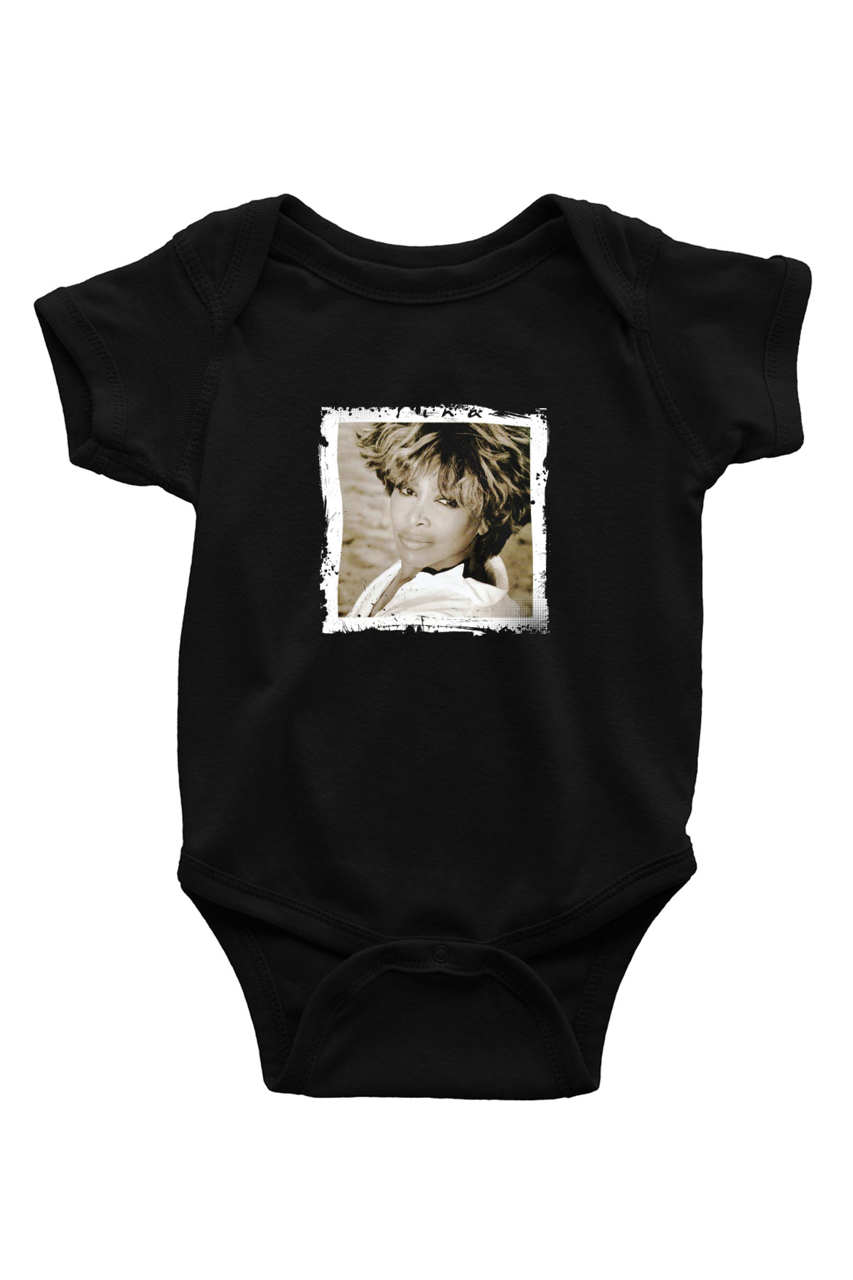 Tine Turner Baskılı Unisex Siyah Bebek Body - Zıbın