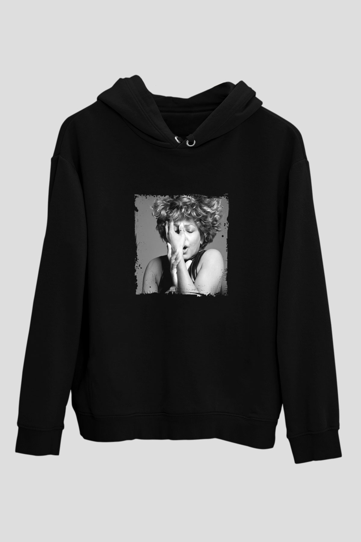 Tine Turner Baskılı Unisex Siyah Hoodie