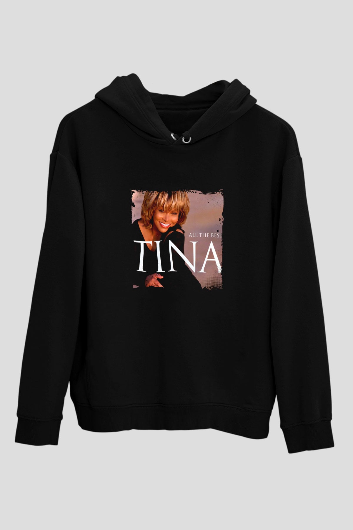 Tine Turner Baskılı Unisex Siyah Hoodie