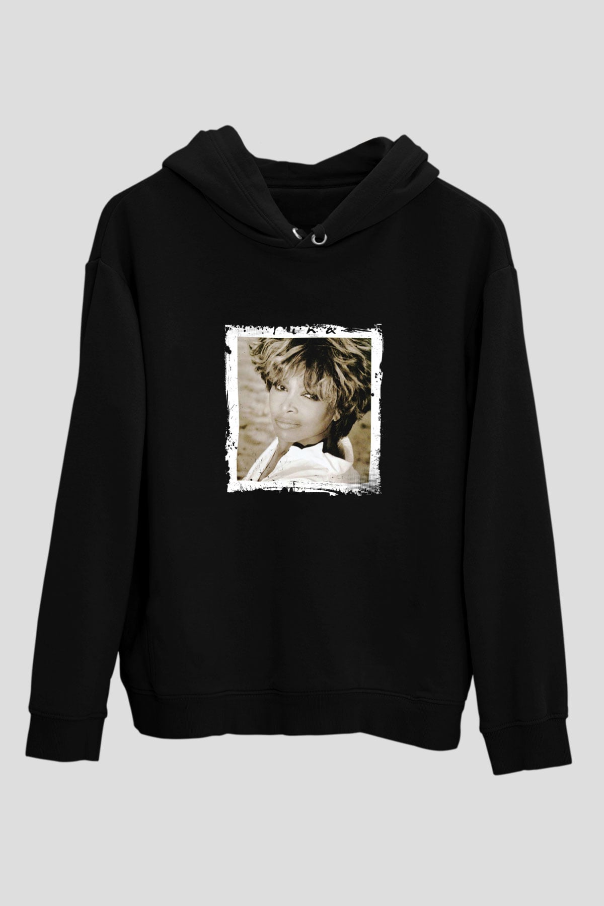 Tine Turner Baskılı Unisex Siyah Hoodie