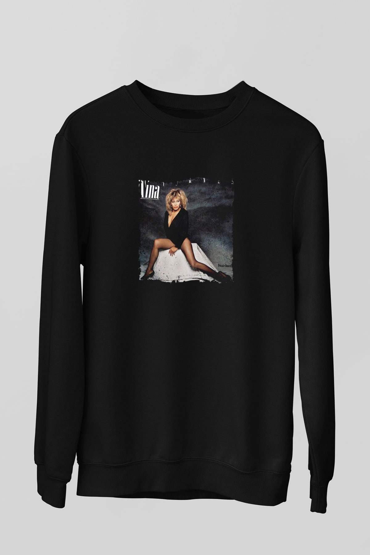 Tine Turner Baskılı Unisex Siyah Sweatshirt