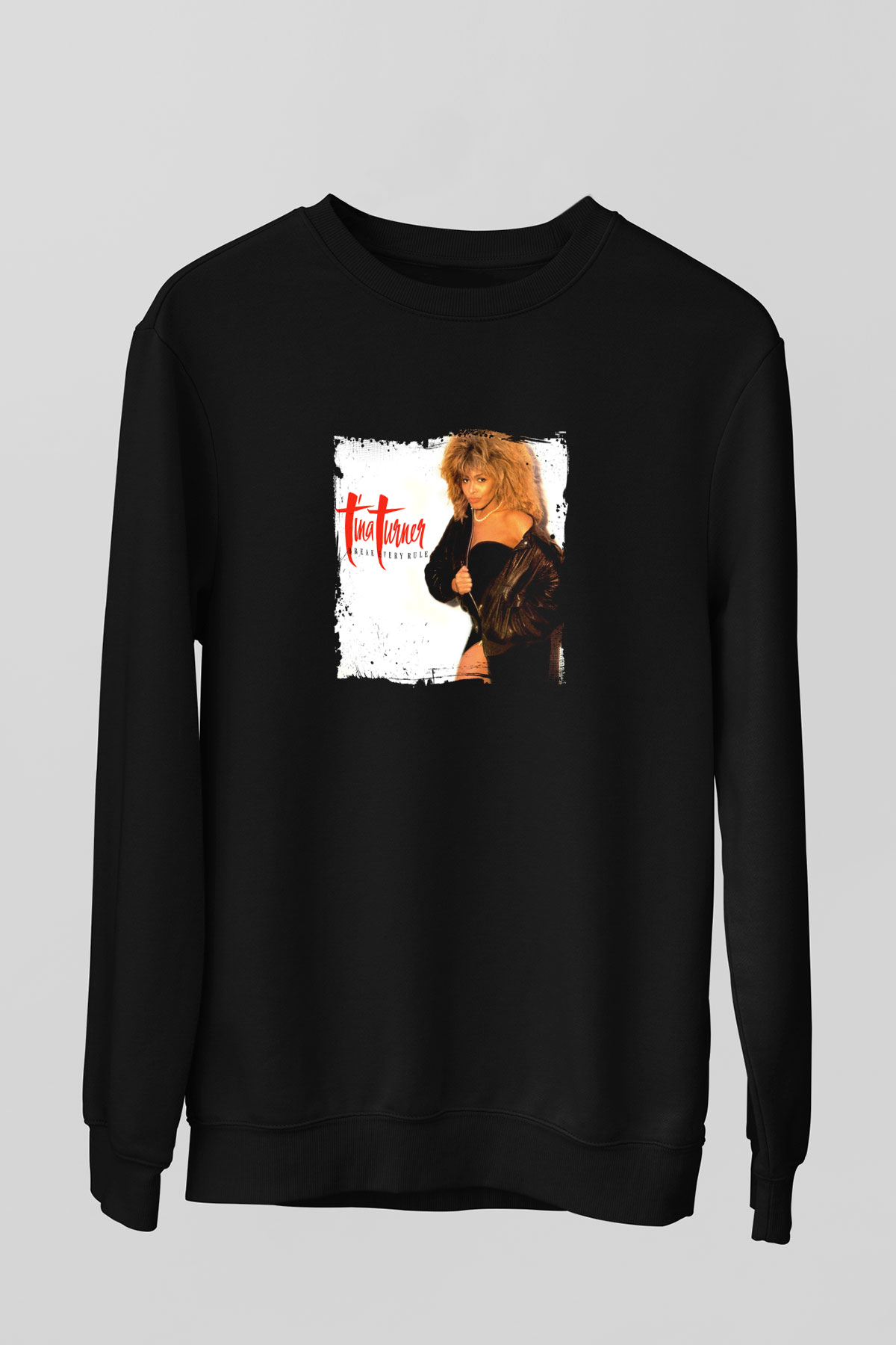 Tine Turner Baskılı Unisex Siyah Sweatshirt