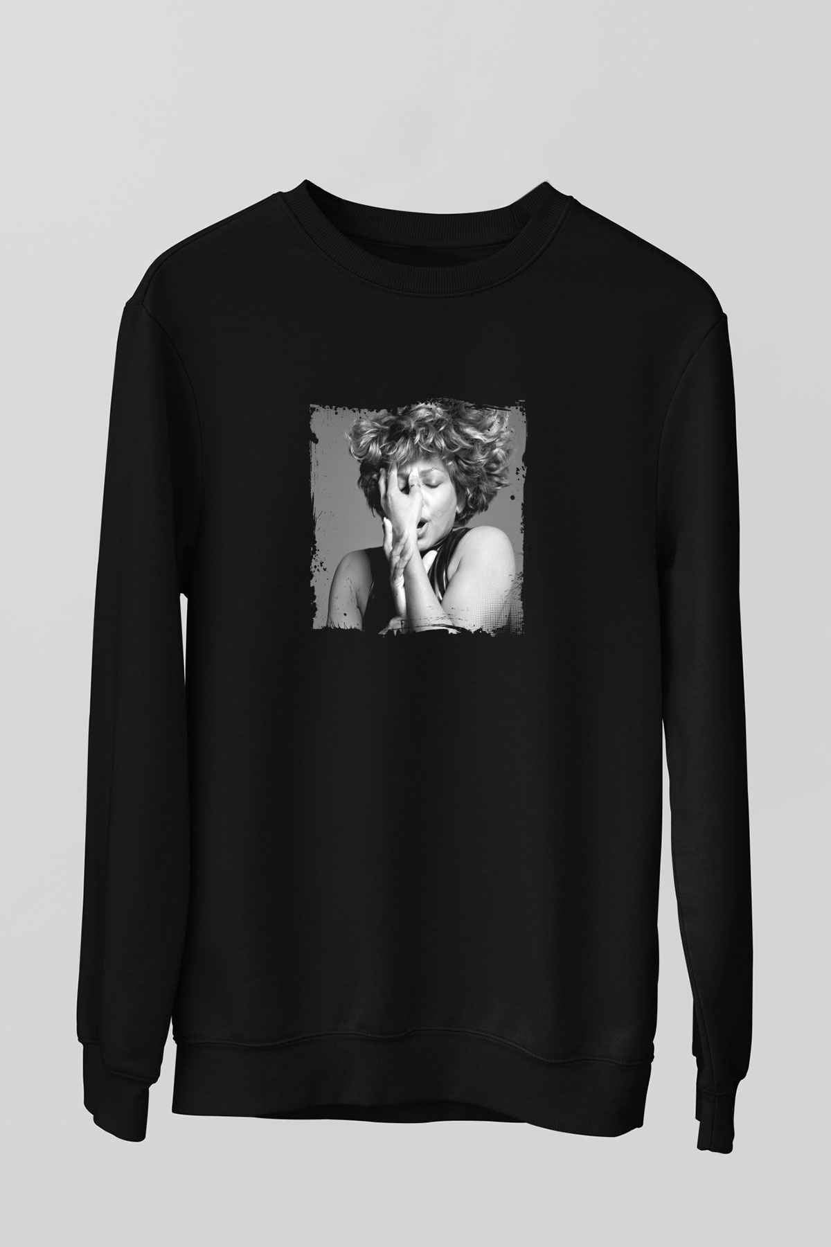 Tine Turner Baskılı Unisex Siyah Sweatshirt