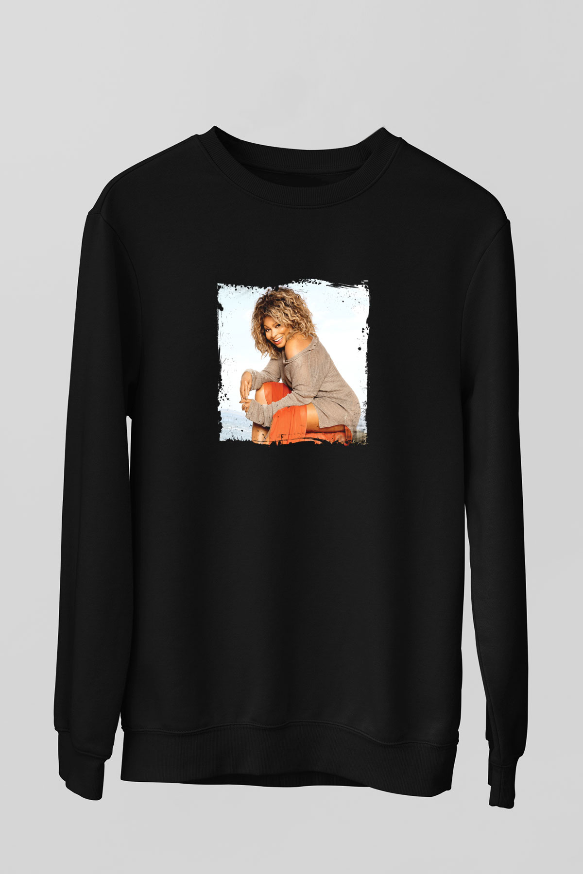 Tine Turner Baskılı Unisex Siyah Sweatshirt