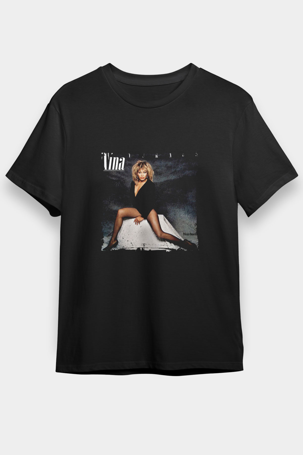 Tine Turner Baskılı Unisex Siyah Tişört