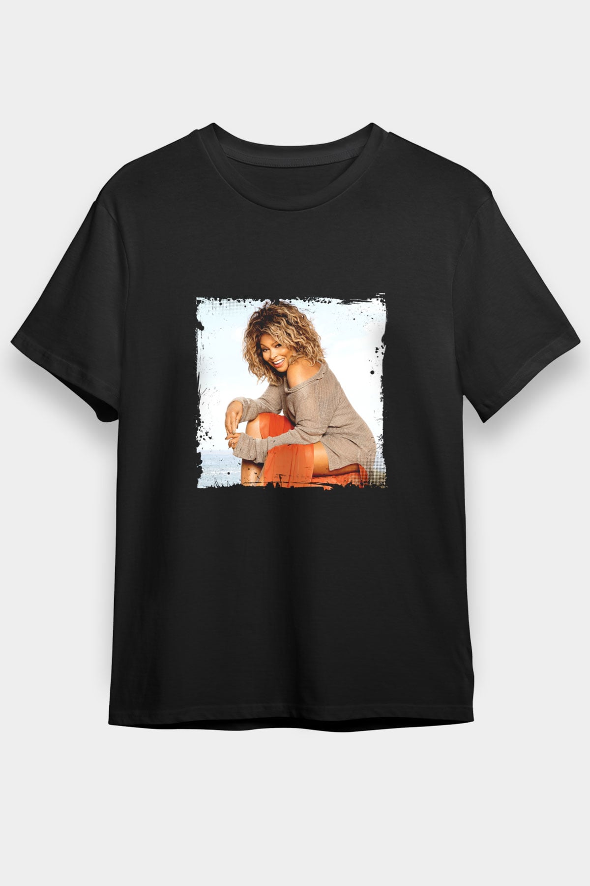 Tine Turner Baskılı Unisex Siyah Tişört