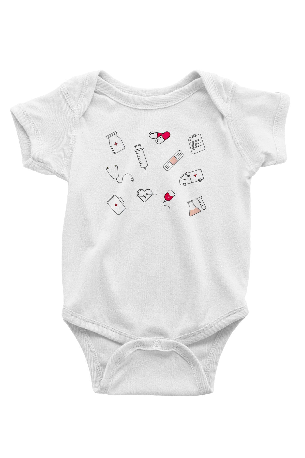 Tıp Bayramı Baskılı Beyaz Unisex Bebek Body - Zıbın