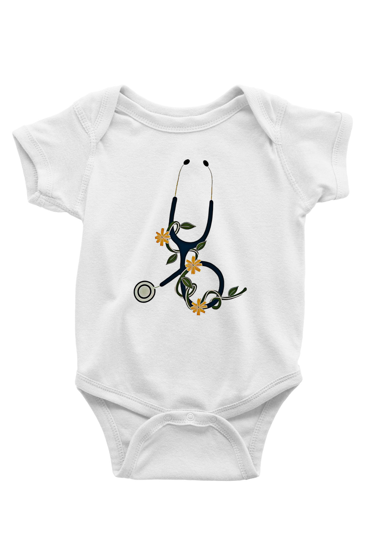 Tıp Bayramı Baskılı Beyaz Unisex Bebek Body - Zıbın