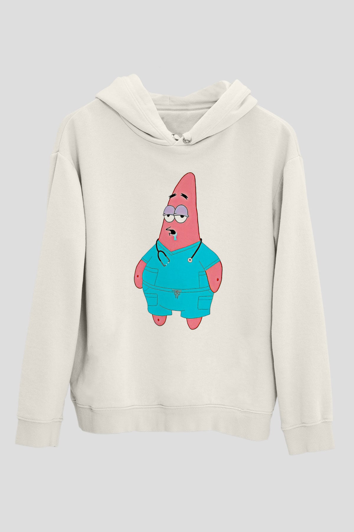 Tıp Bayramı Baskılı Beyaz Unisex Kapüşonlu Sweatshirt