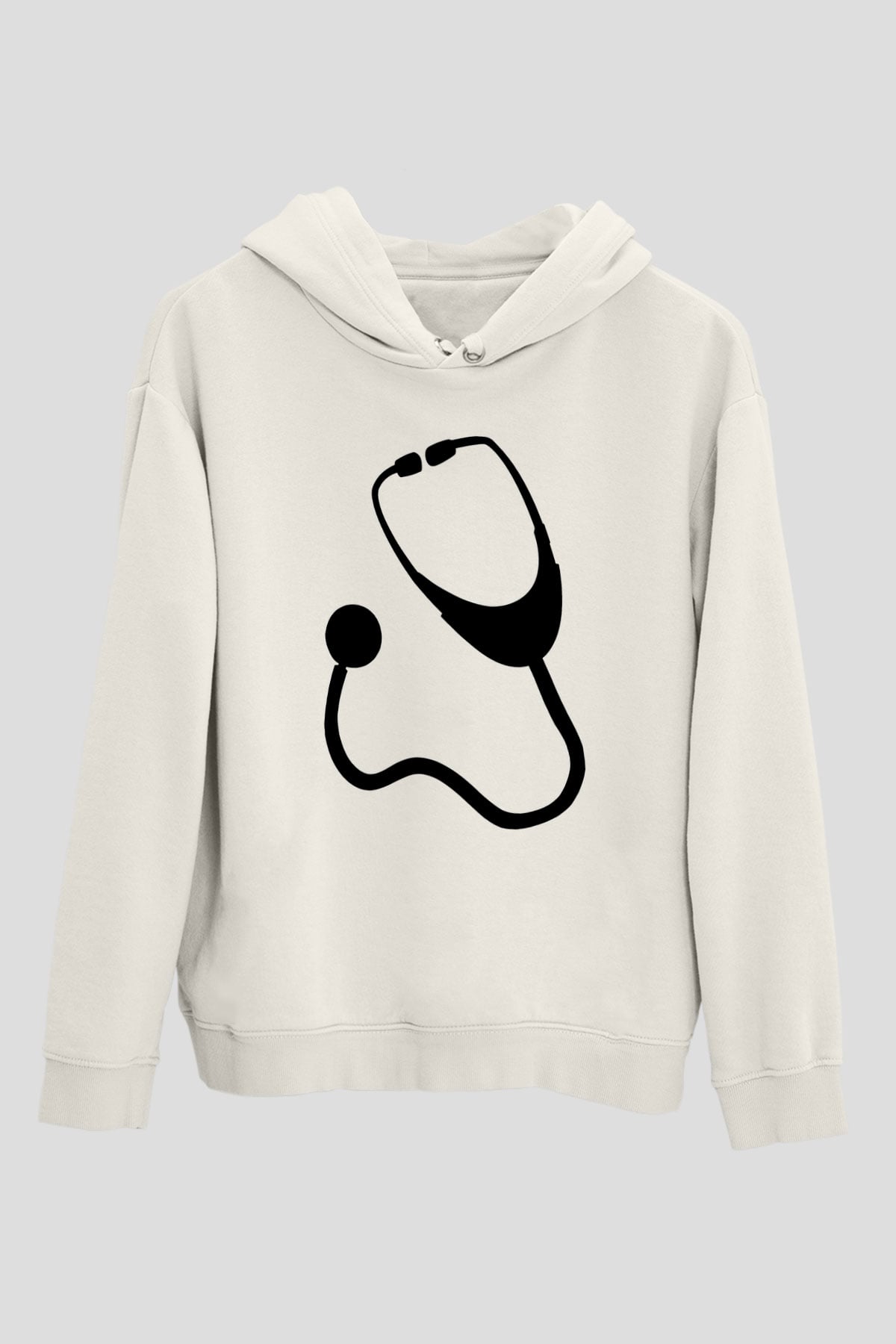 Tıp Bayramı Baskılı Beyaz Unisex Kapüşonlu Sweatshirt