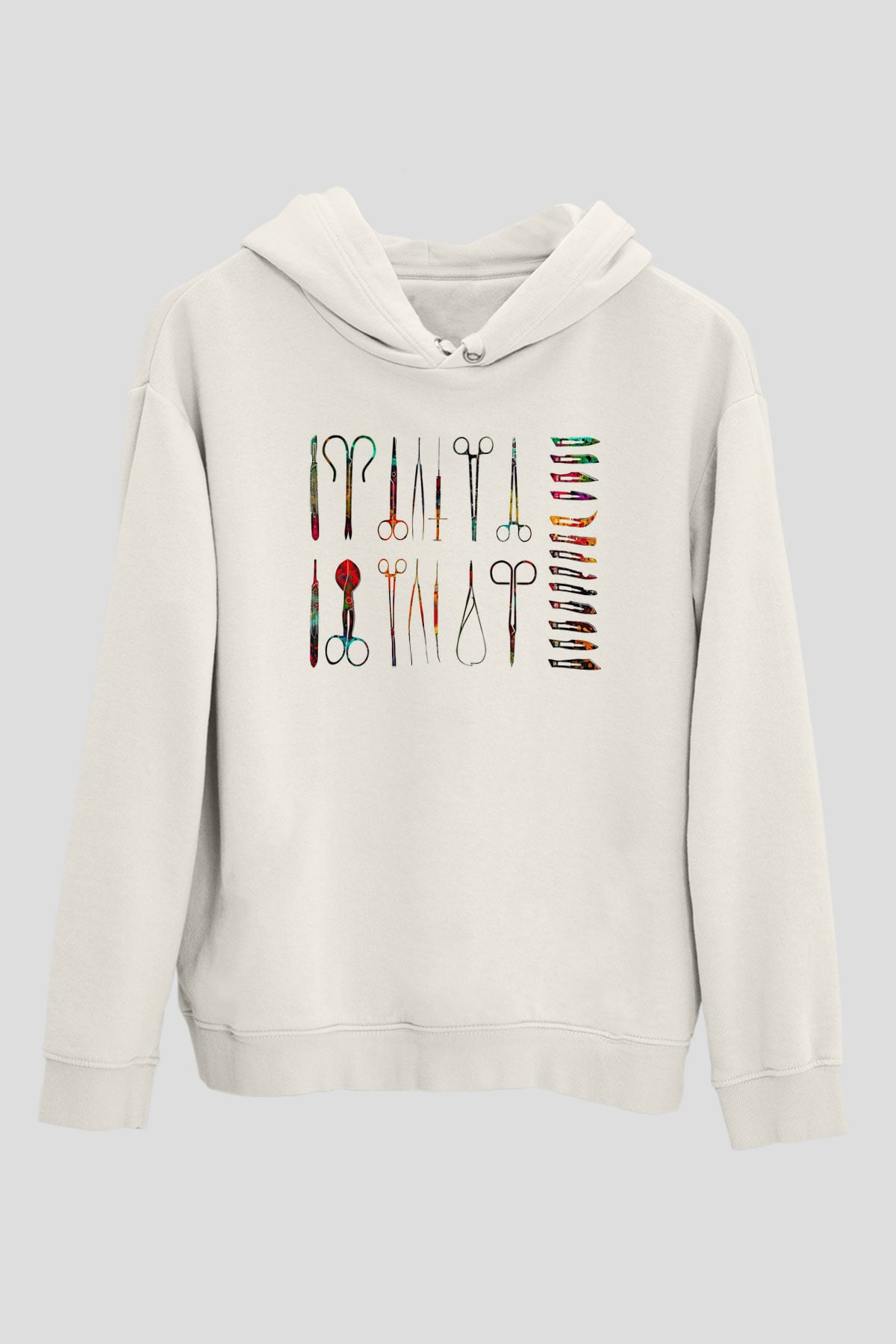 Tıp Bayramı Baskılı Beyaz Unisex Kapüşonlu Sweatshirt