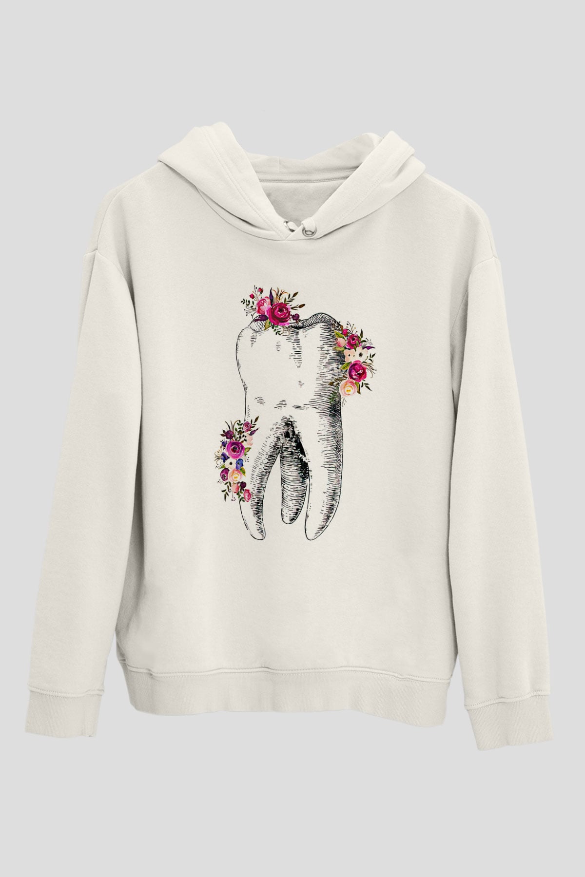 Tıp Bayramı Baskılı Beyaz Unisex Kapüşonlu Sweatshirt