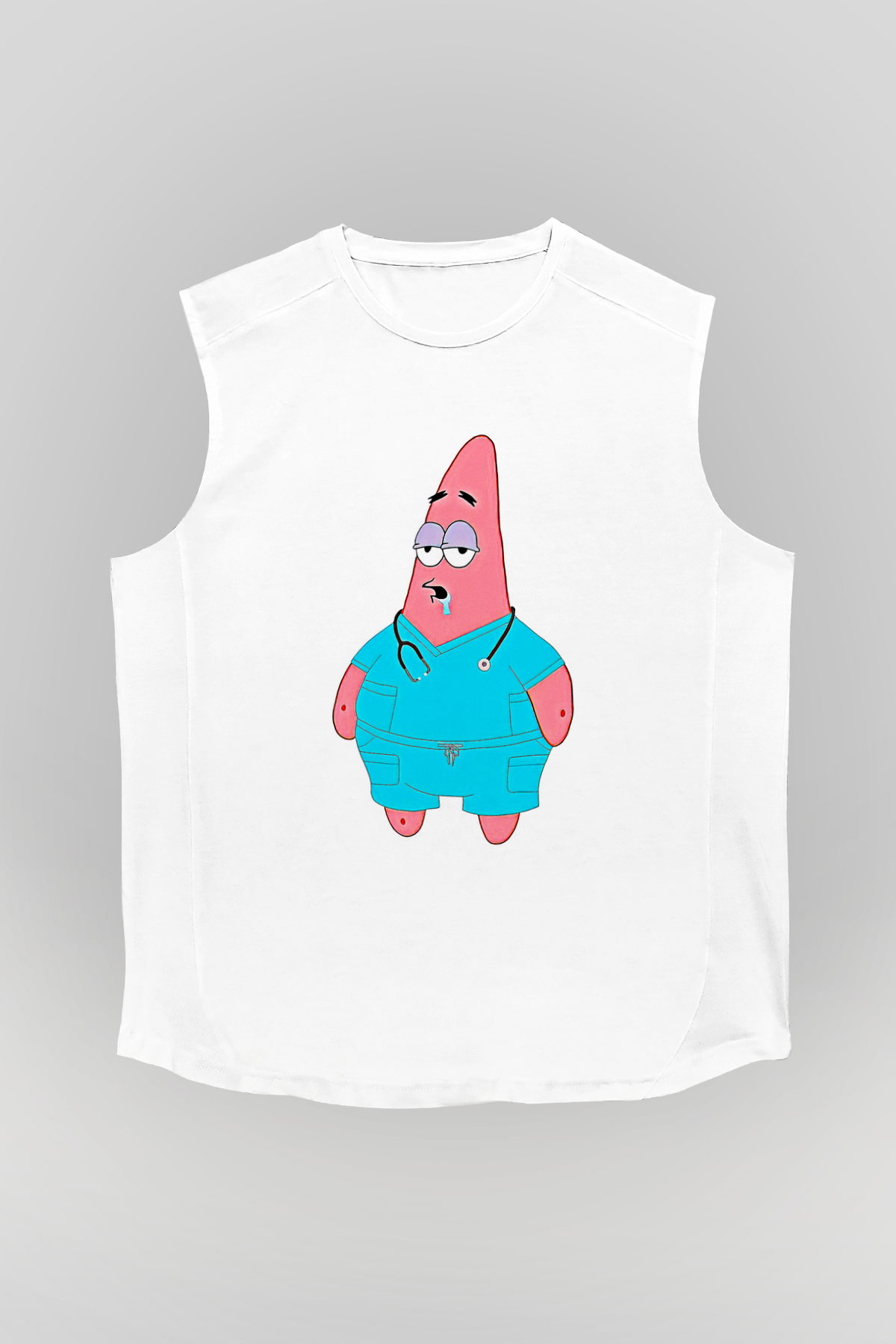 Tıp Bayramı Baskılı Beyaz Unisex Kolsuz Tişört - Tshirt