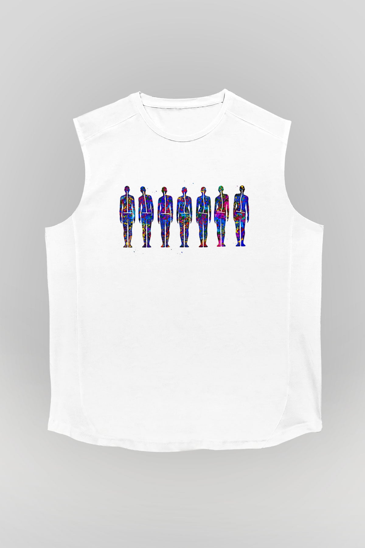 Tıp Bayramı Baskılı Beyaz Unisex Kolsuz Tişört - Tshirt
