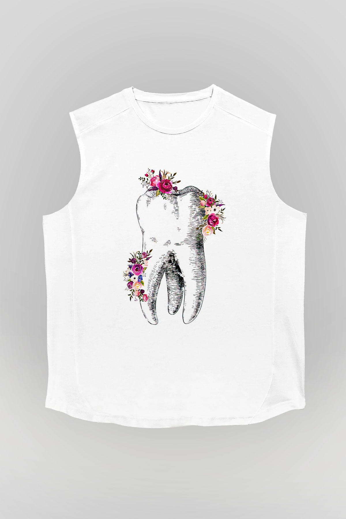 Tıp Bayramı Baskılı Beyaz Unisex Kolsuz Tişört - Tshirt