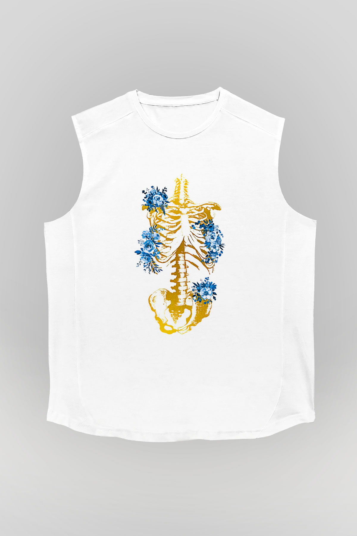 Tıp Bayramı Baskılı Beyaz Unisex Kolsuz Tişört - Tshirt