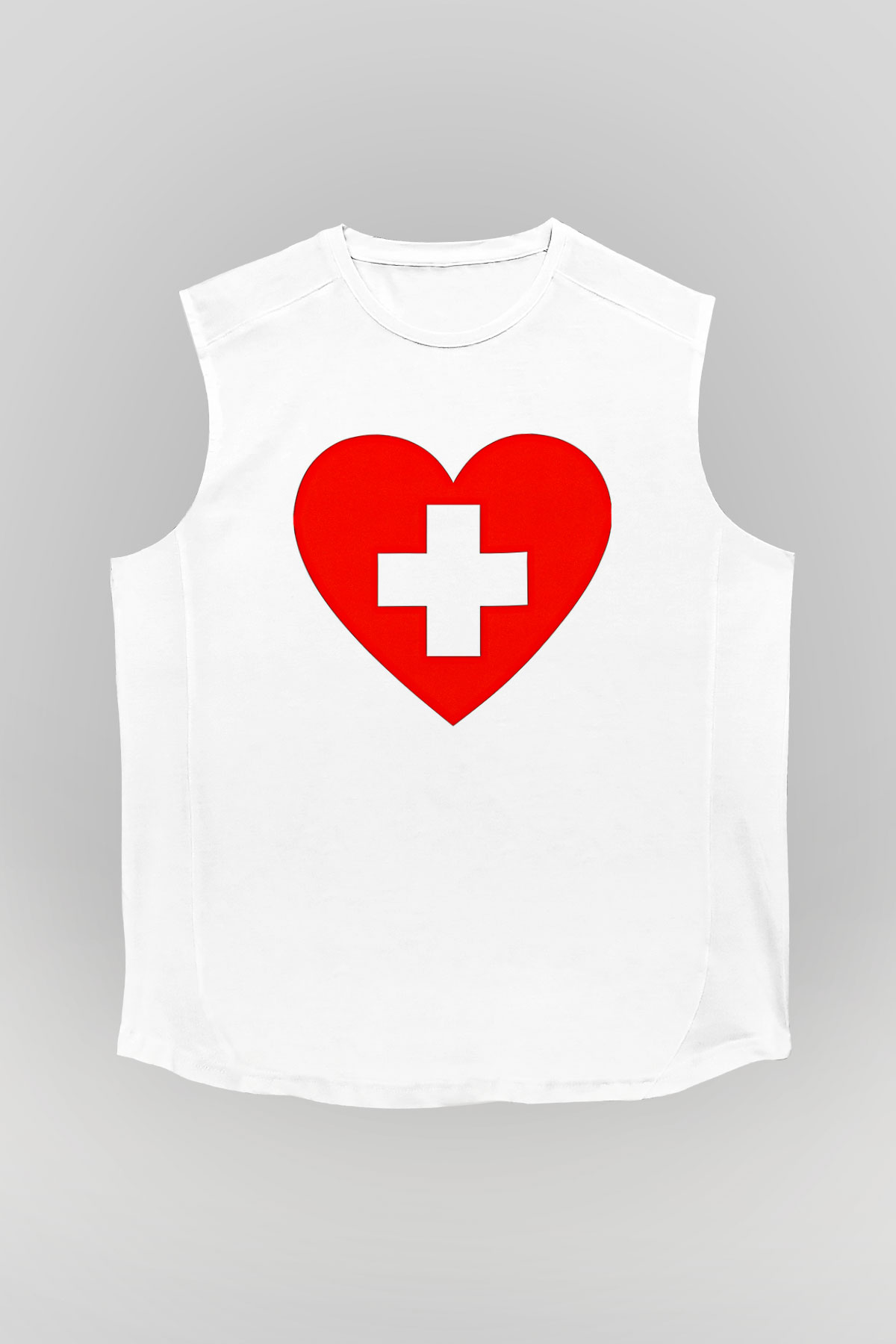 Tıp Bayramı Baskılı Beyaz Unisex Kolsuz Tişört - Tshirt