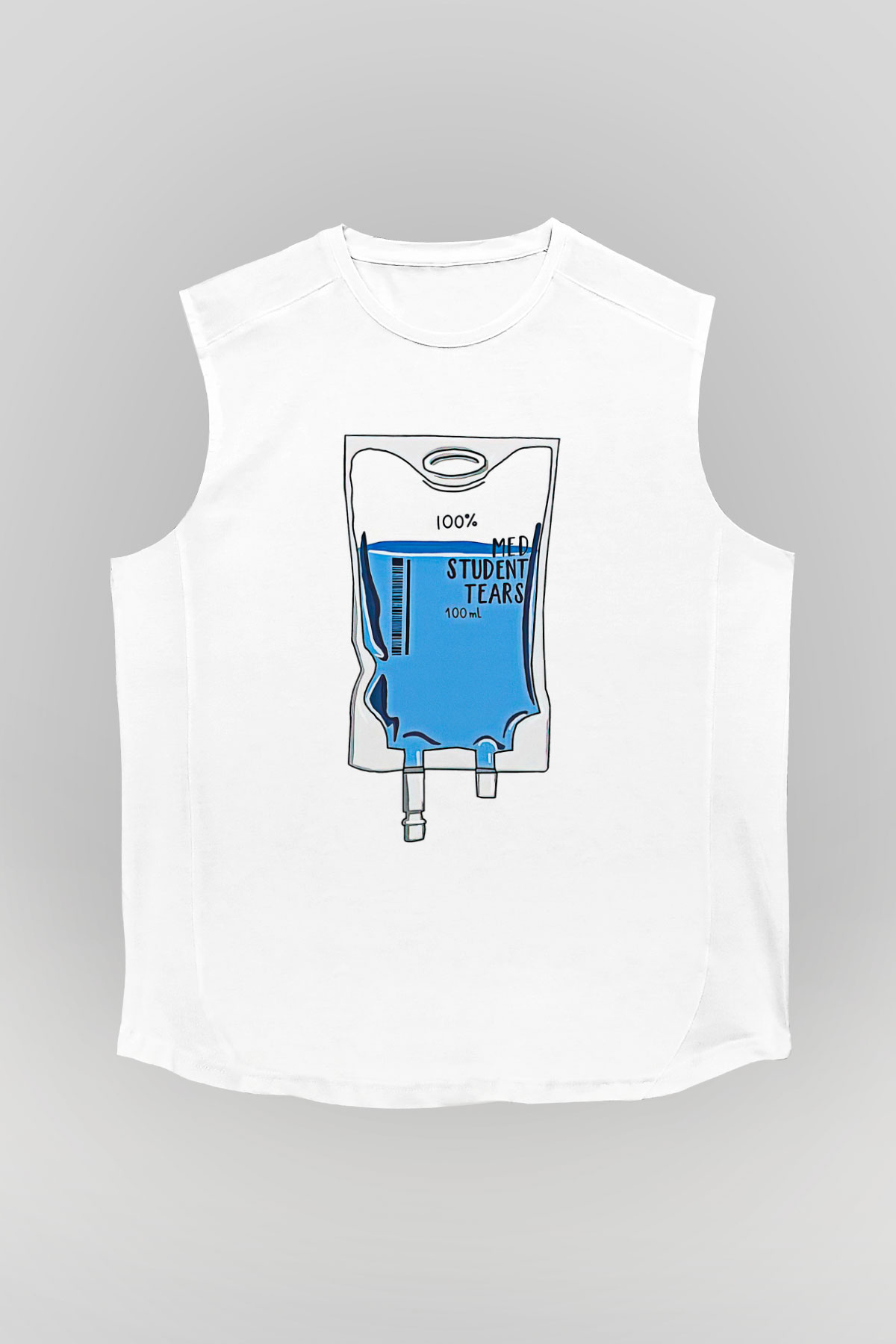 Tıp Bayramı Baskılı Beyaz Unisex Kolsuz Tişört - Tshirt