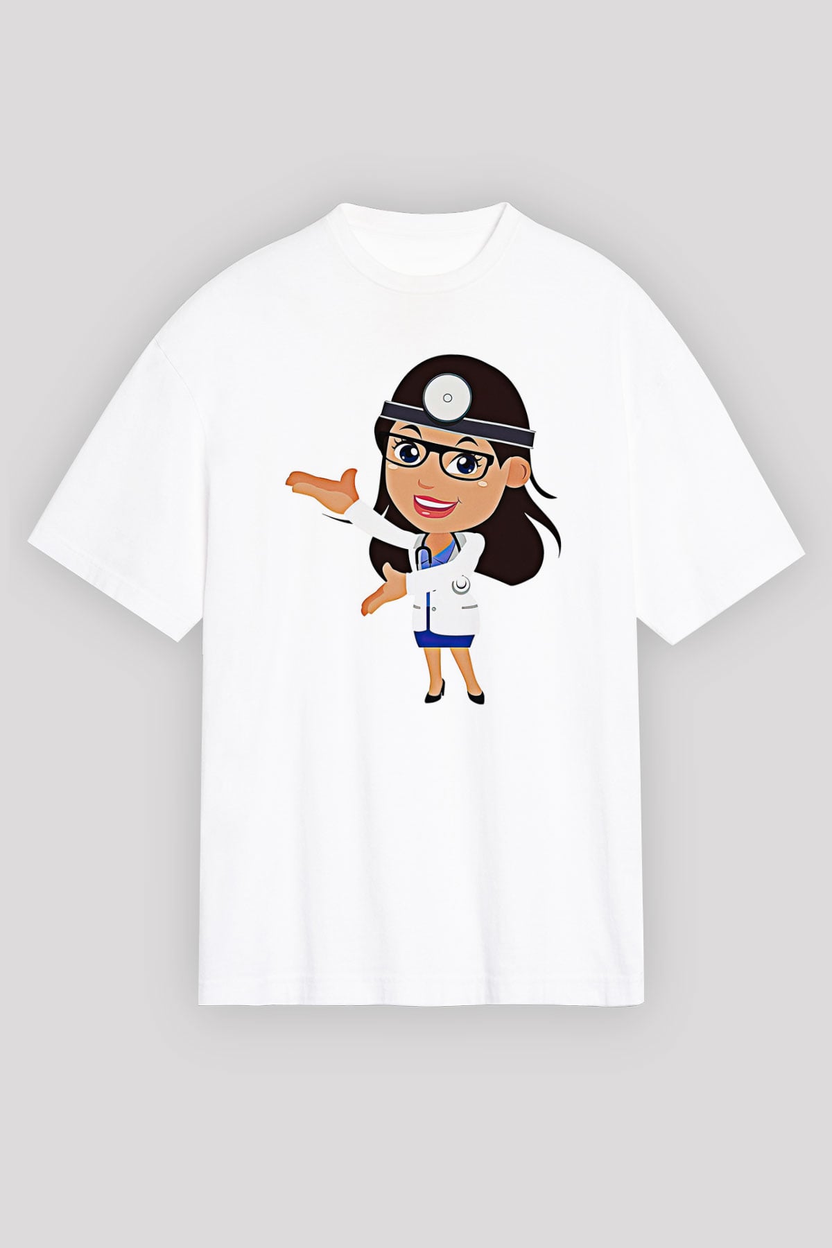 Tıp Bayramı Baskılı Beyaz Unisex Oversize Tişört - Tshirt