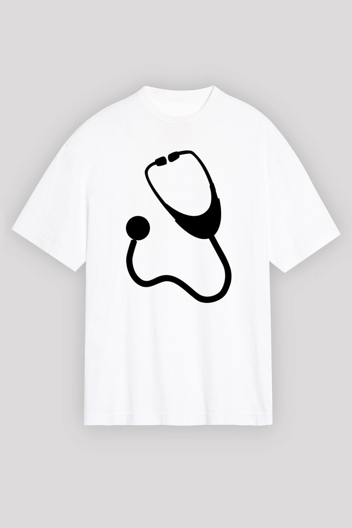 Tıp Bayramı Baskılı Beyaz Unisex Oversize Tişört - Tshirt