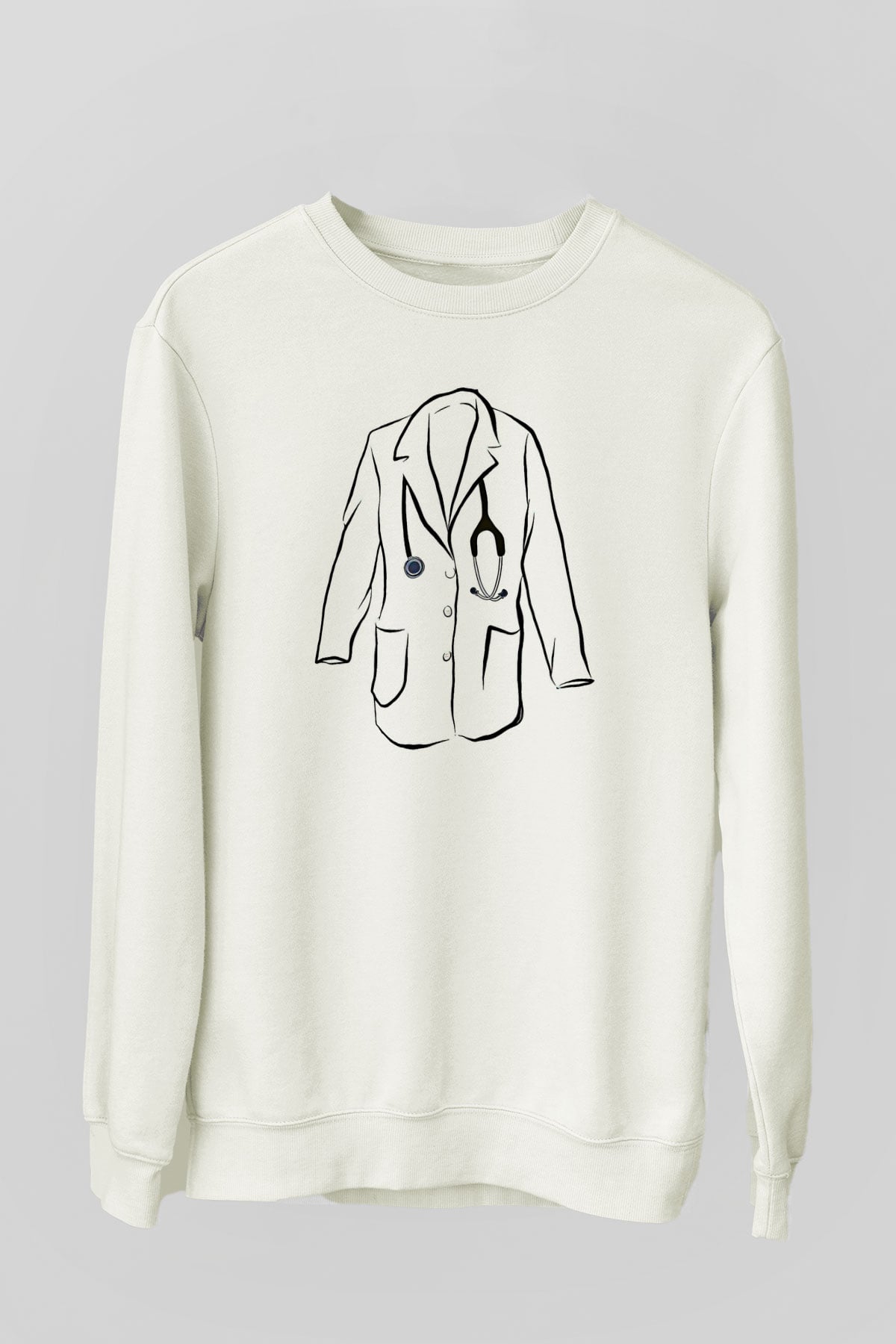 Tıp Bayramı Baskılı Beyaz Unisex Sweatshirt