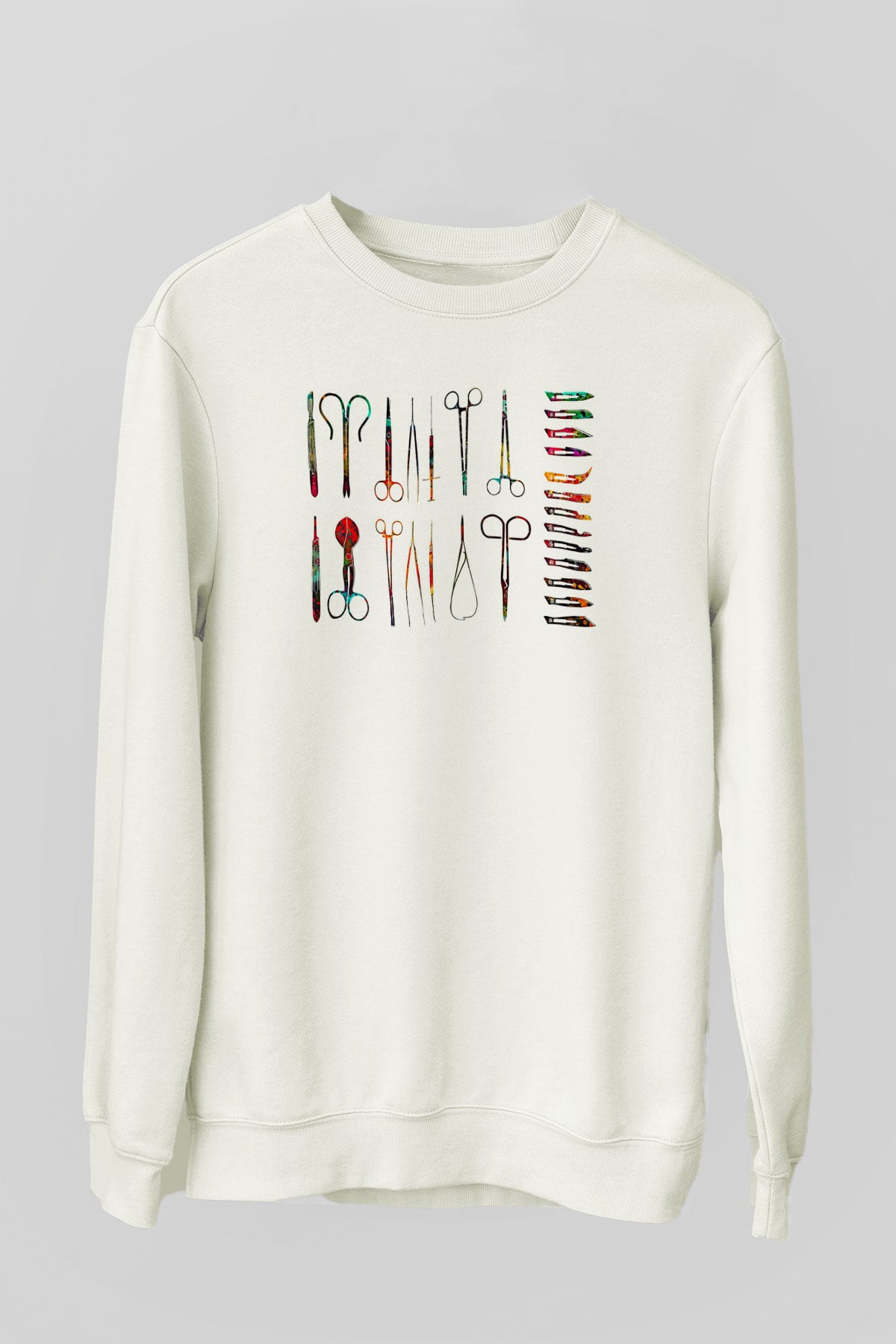Tıp Bayramı Baskılı Beyaz Unisex Sweatshirt