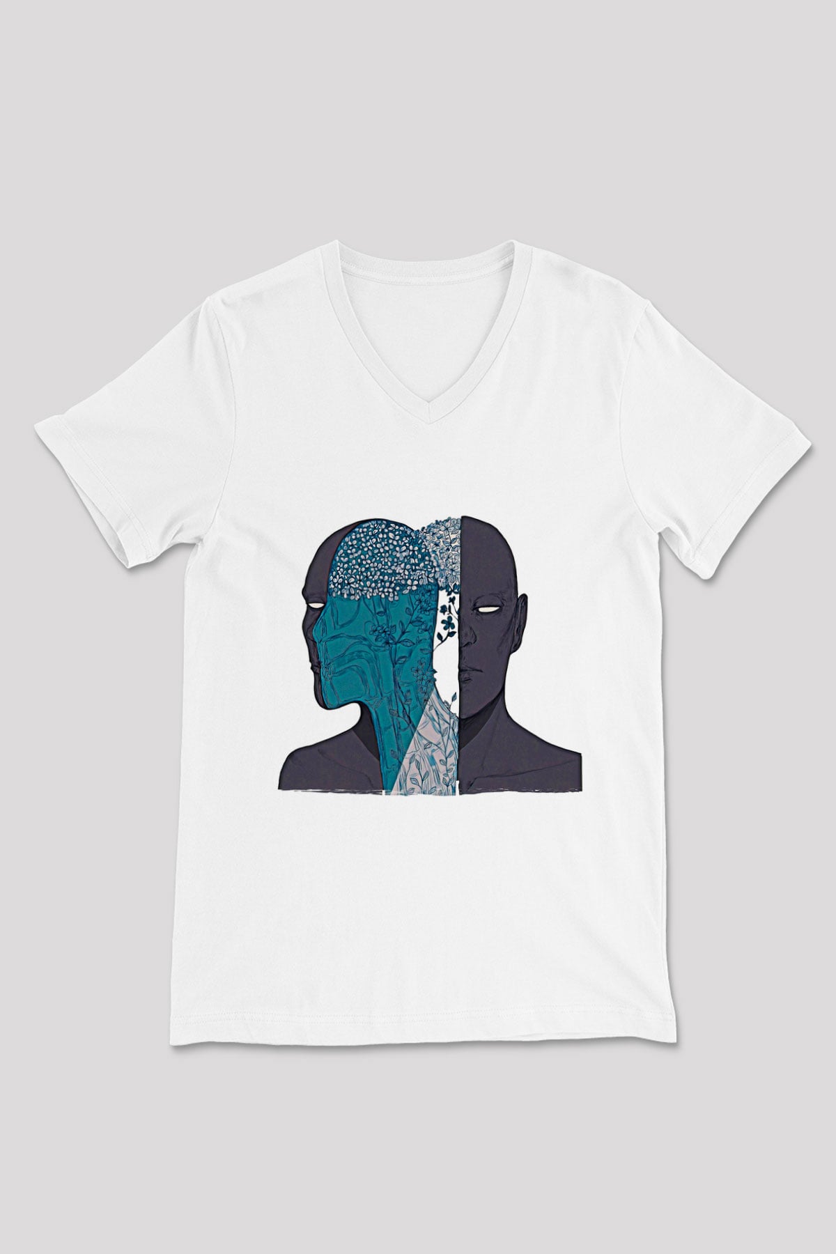 Tıp Bayramı Baskılı Beyaz Unisex V Yaka Tişört - Tshirt