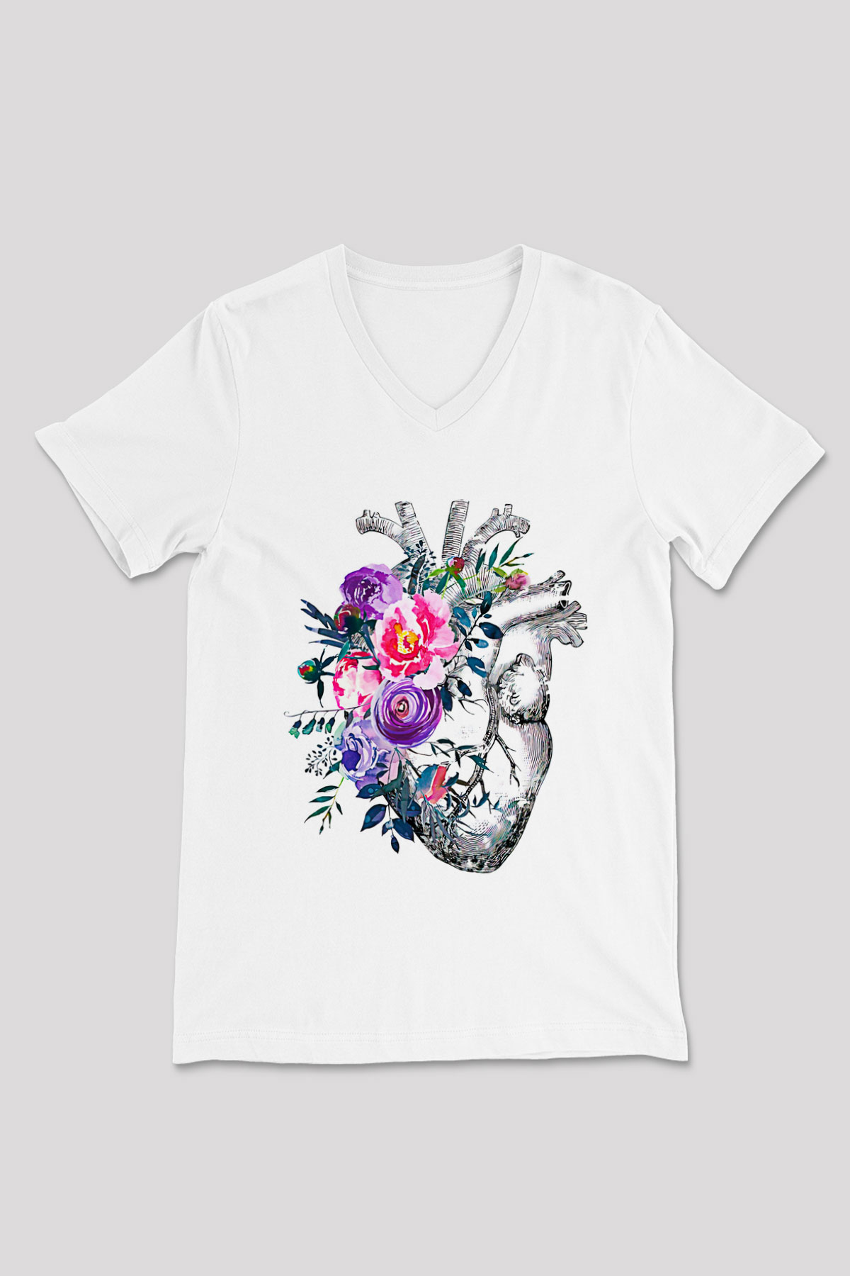 Tıp Bayramı Baskılı Beyaz Unisex V Yaka Tişört - Tshirt