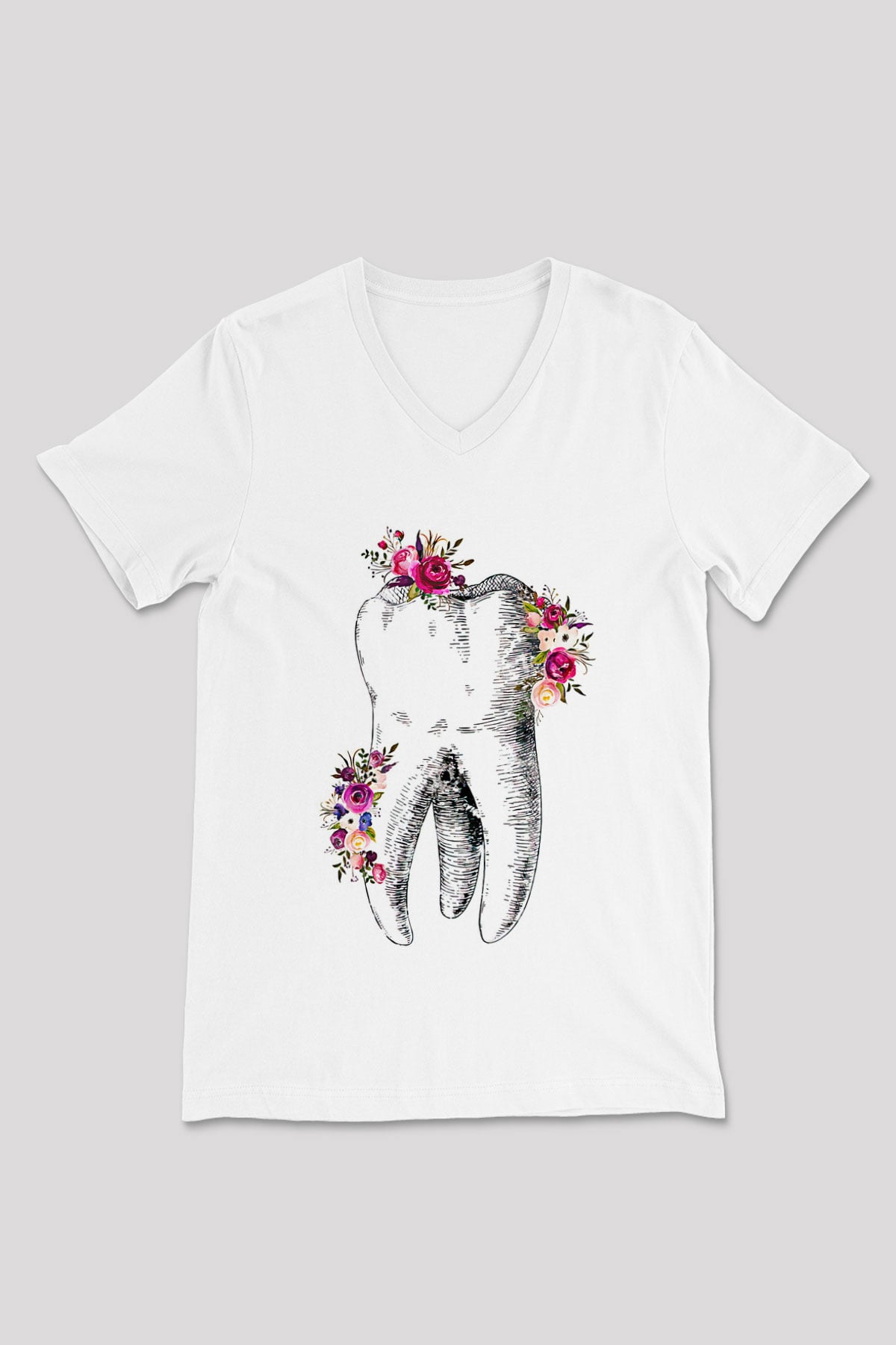 Tıp Bayramı Baskılı Beyaz Unisex V Yaka Tişört - Tshirt