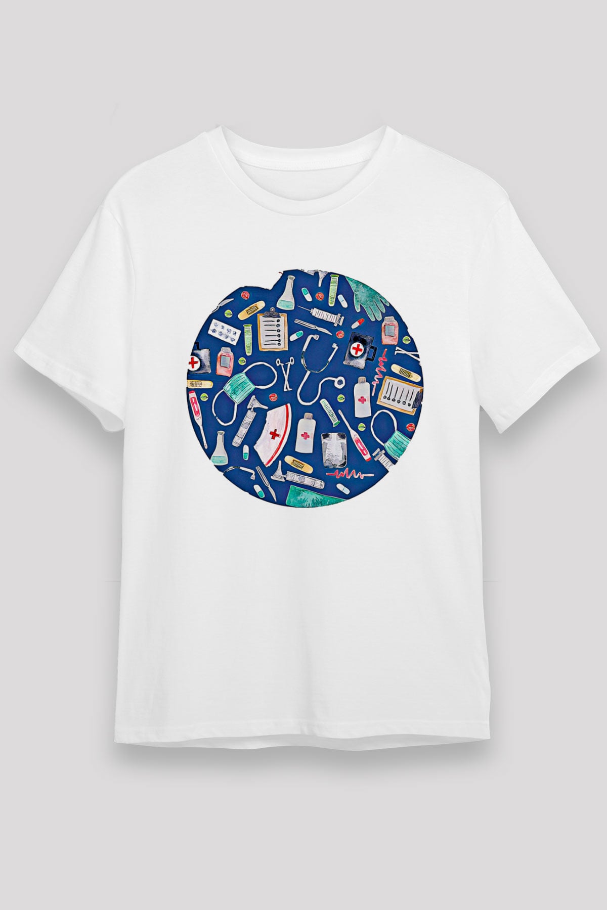 Tıp Bayramı Baskılı Unisex Beyaz Tişört - Tshirt