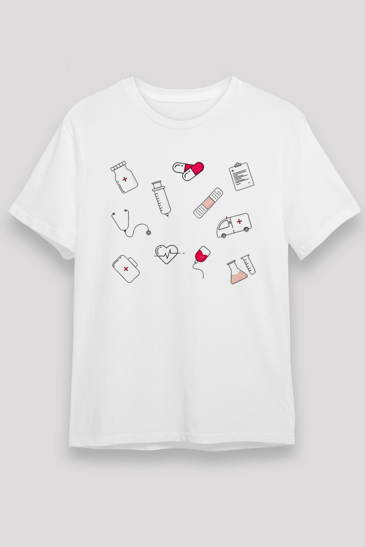 Tıp Bayramı Baskılı Unisex Beyaz Tişört - Tshirt