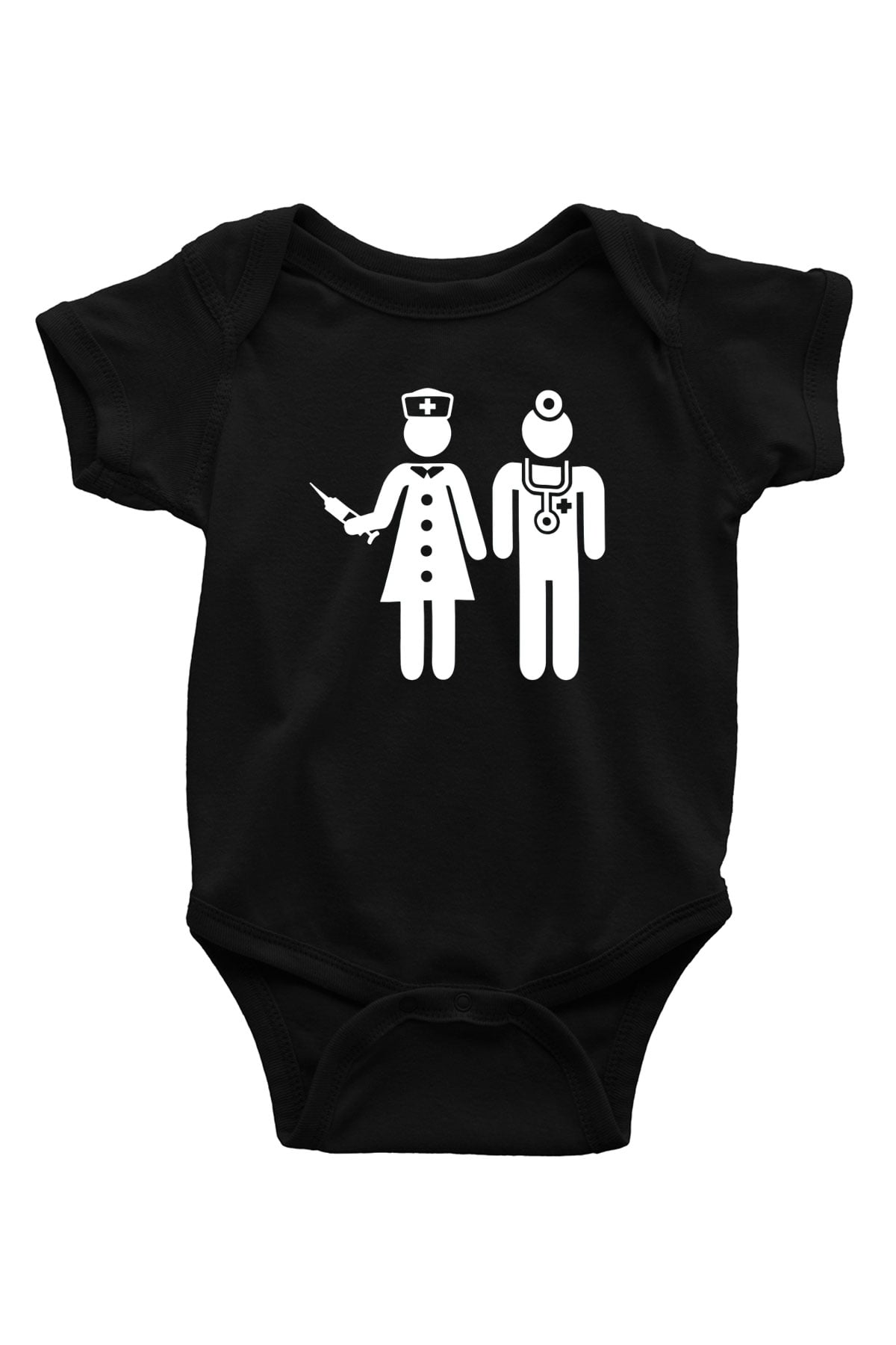 Tıp Bayramı Baskılı Unisex Siyah Bebek Body - Zıbın