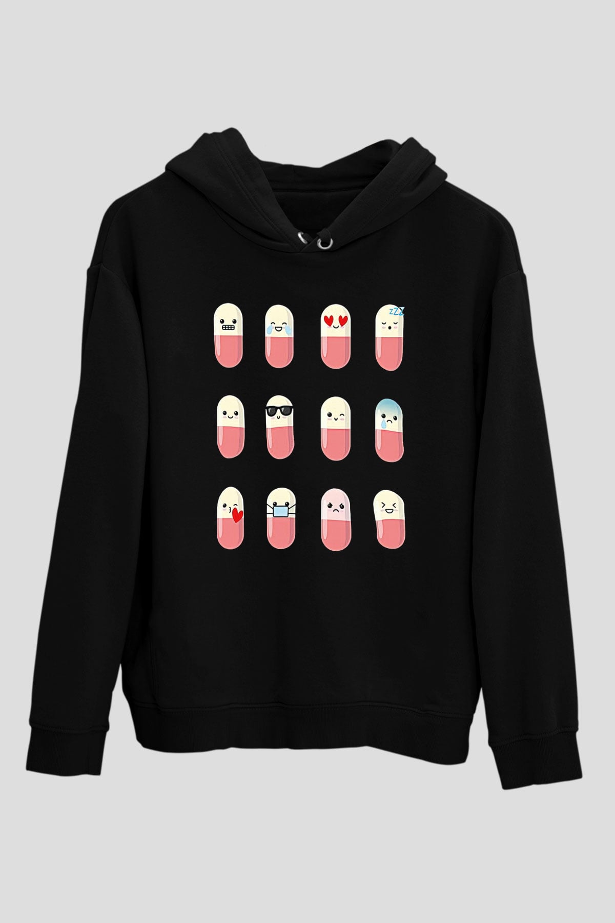 Tıp Bayramı Baskılı Unisex Siyah Hoodie