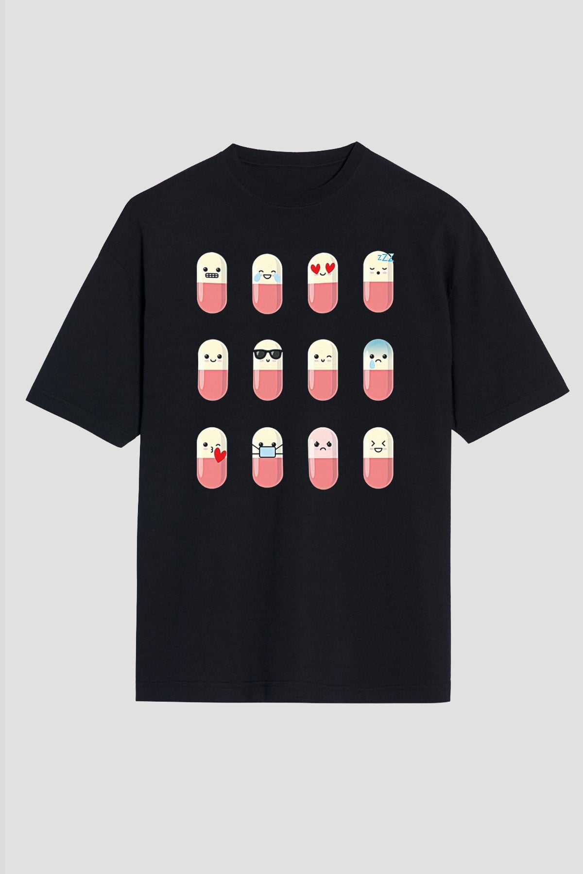Tıp Bayramı Baskılı Unisex Siyah Oversize Tişört - Tshirt