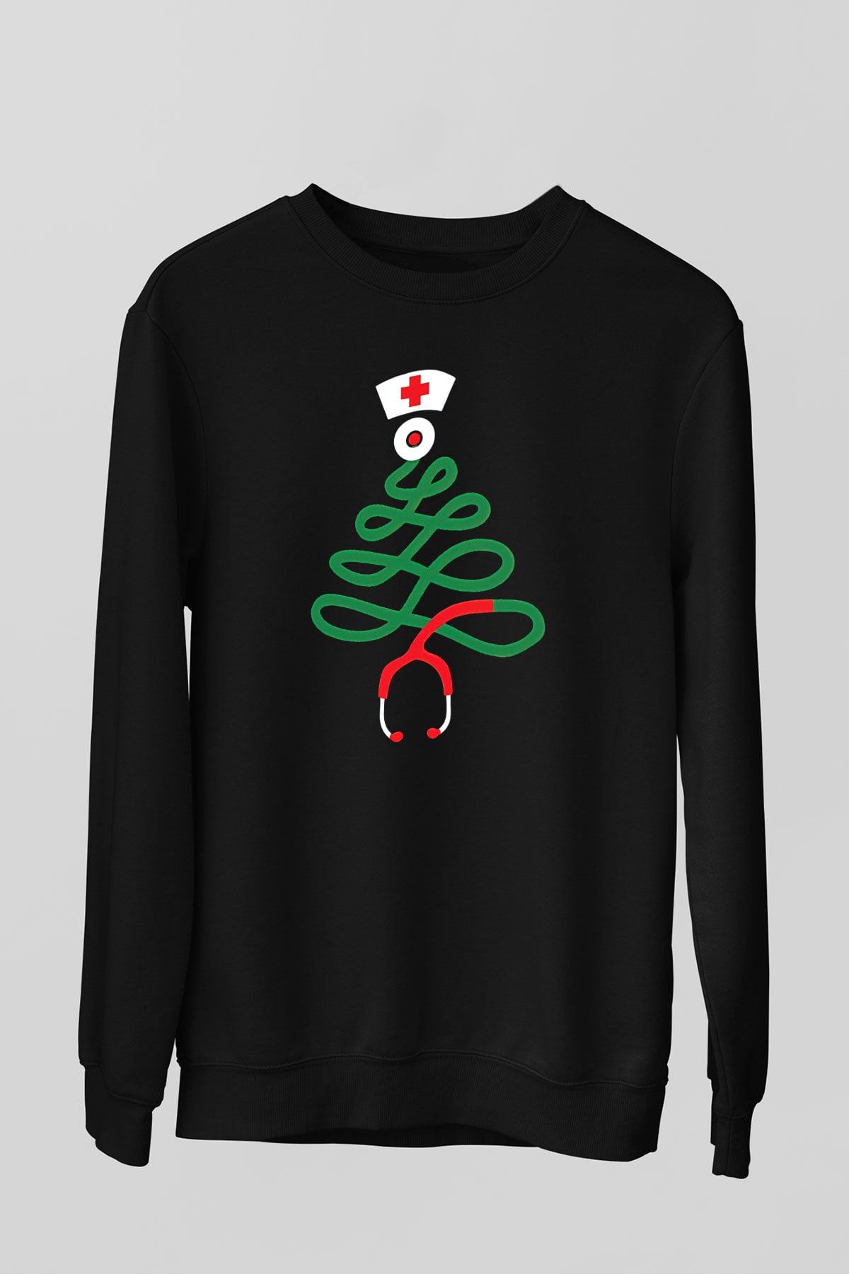 Tıp Bayramı Baskılı Unisex Siyah Sweatshirt